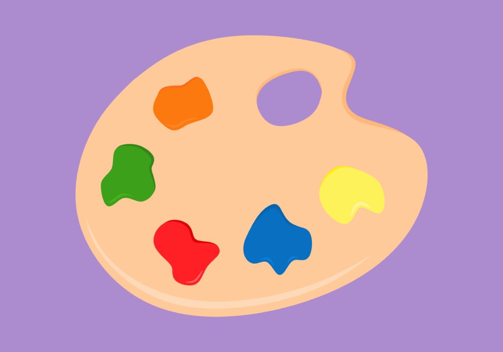 An illustration of an art canvas portraying a colour pallet.